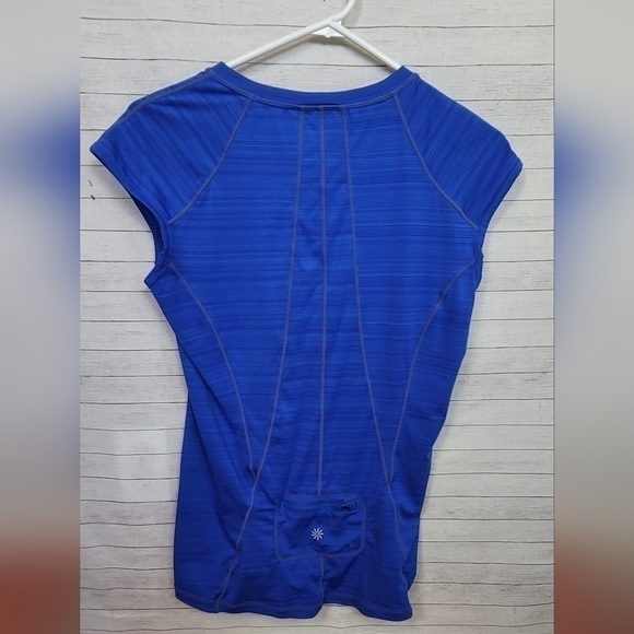 ATHLETA ROYAL BLUE SHORT SLEEVE QUARTER ZIP ATHLEISURE TOP, SZ MEDIUM - Picture 6 of 8